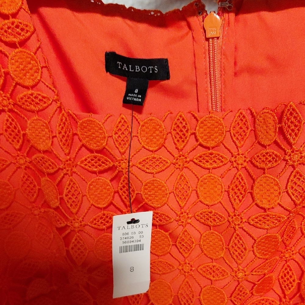 Talbots Bold Orange Lace Midi Dress - Picture 4 of 4